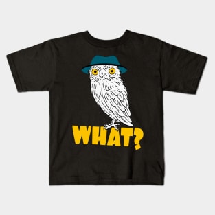 Funny Owl With Hat Hipster Bird Kids T-Shirt